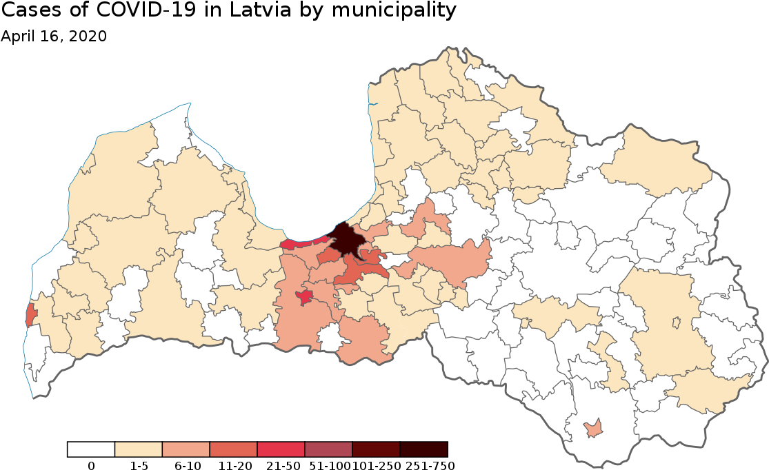 Latvia C O V I D19 Casesby Municipality20200416 PNG Image