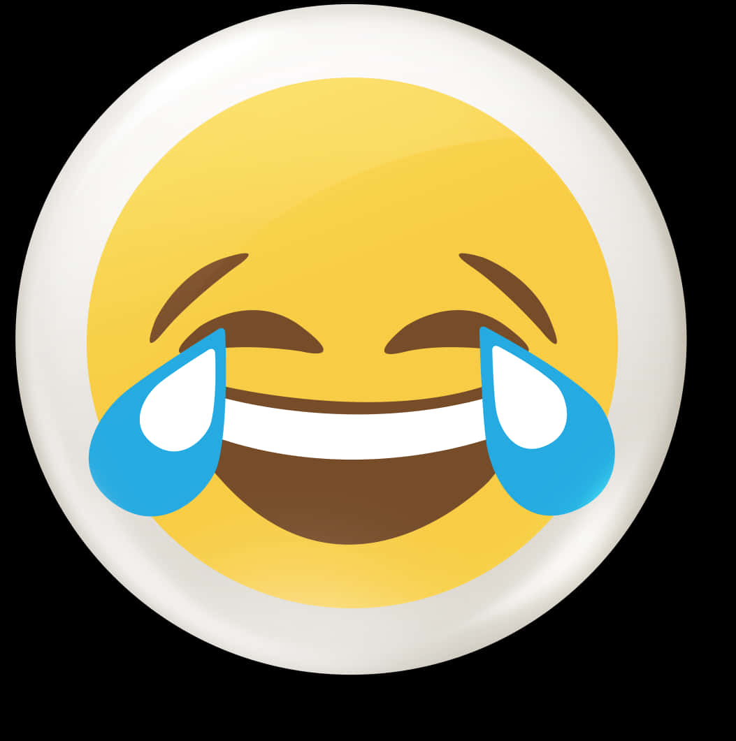 Laughing Emoji With Tears Button PNG Image