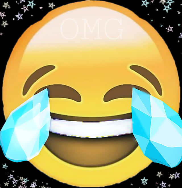 Laughing Emoji With Tearsof Joyand Diamonds PNG Image