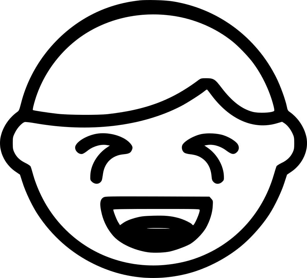 Laughing Face Emoji Line Art PNG Image