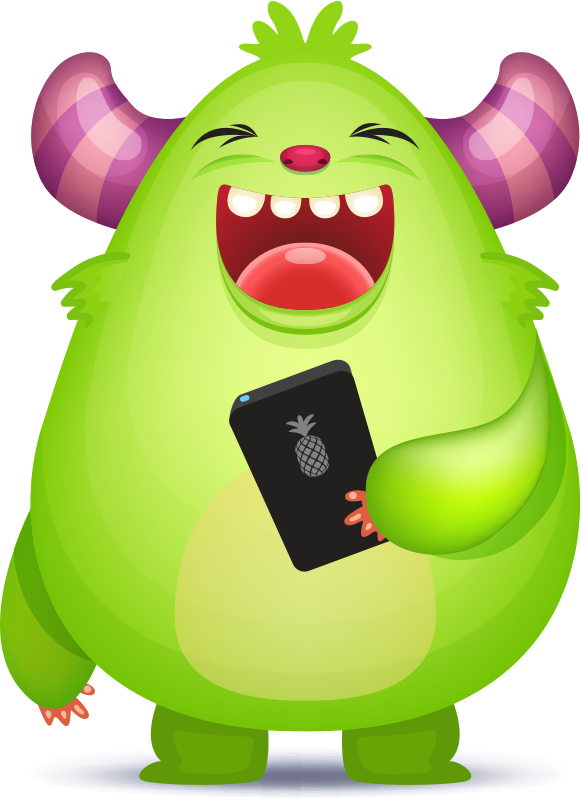 Laughing Monsterwith Phone PNG Image