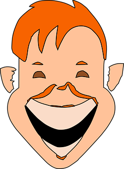 Laughing Redhead Cartoon Face PNG Image