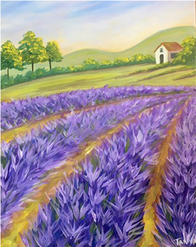 Lavender Field Painting PNG Image