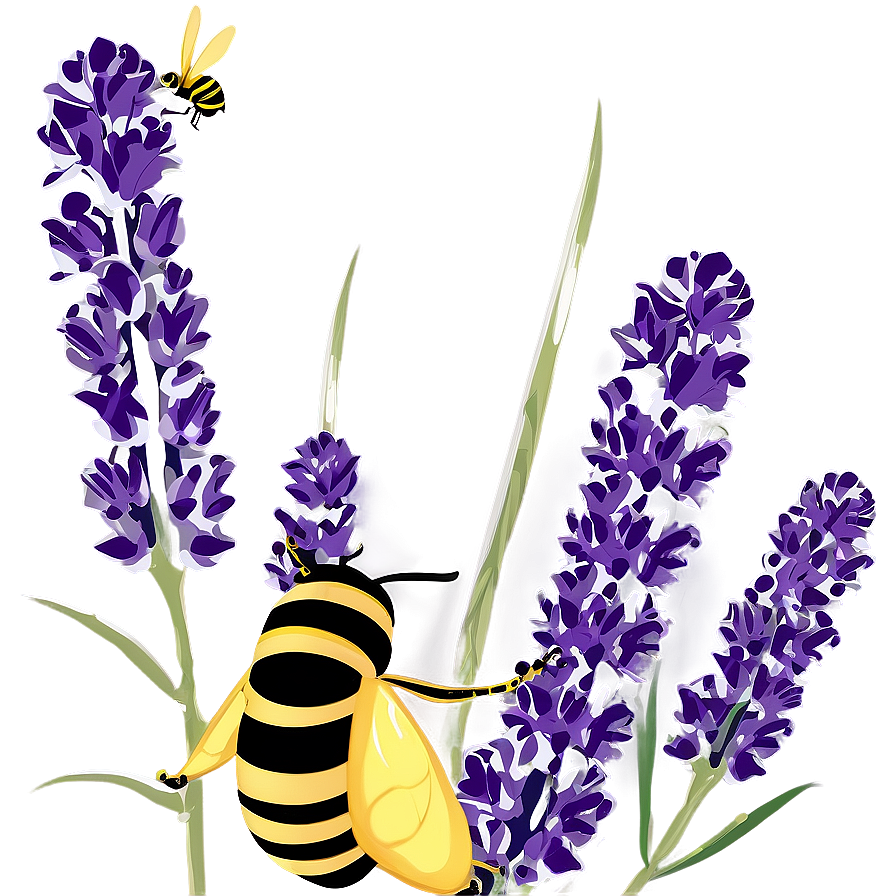 Lavender Honey Bee Garden Png Xqa38 PNG Image