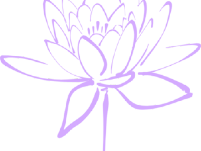 Lavender Outlined Flower Drawing PNG Image