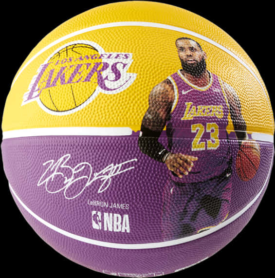 Le Bron Lakers Themed Basketball PNG Image