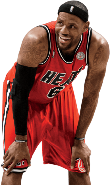 Le Bron Miami Heat Basketball Action Pose PNG Image