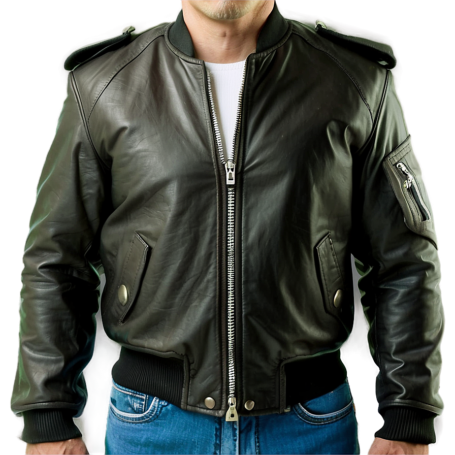 Leather Bomber Jacket Look Png 06282024 PNG Image