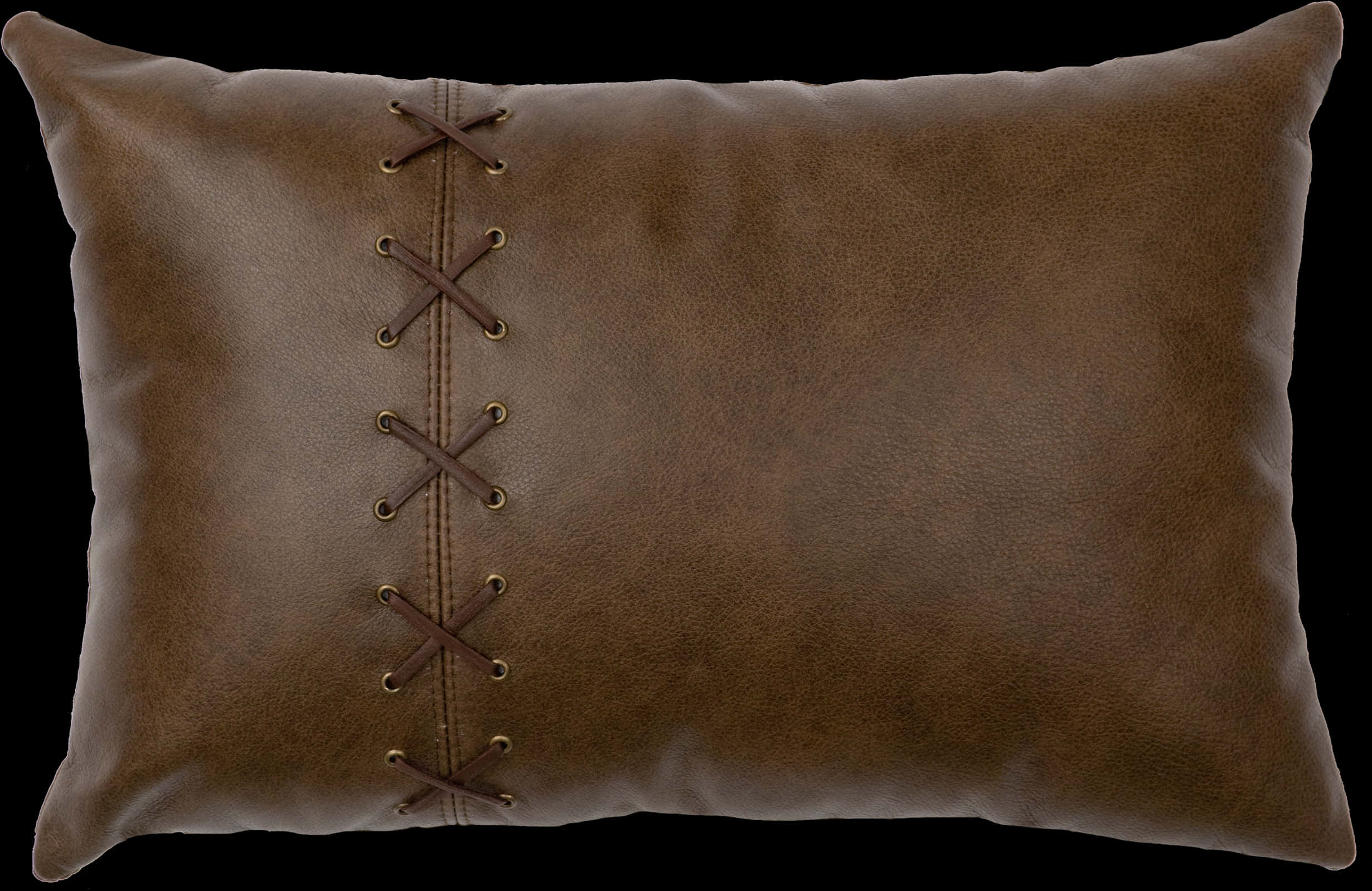 Leather Pillowwith Lace Up Detail PNG Image