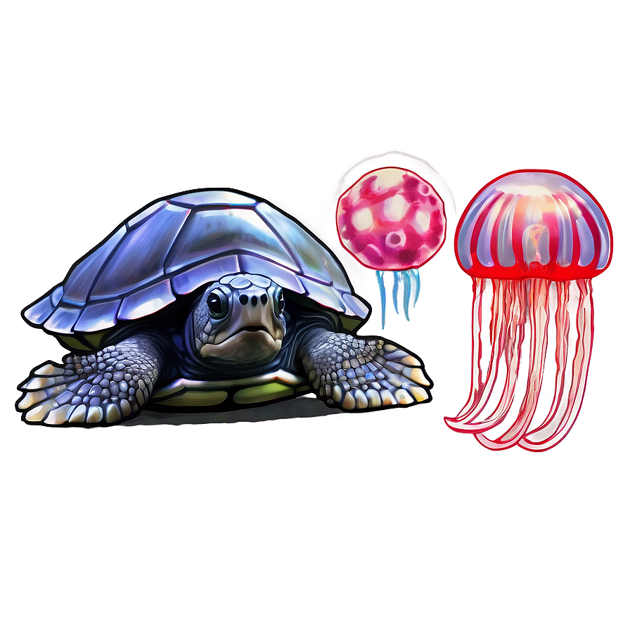 Leatherback Turtle With Jellyfish Png 06292024 PNG Image