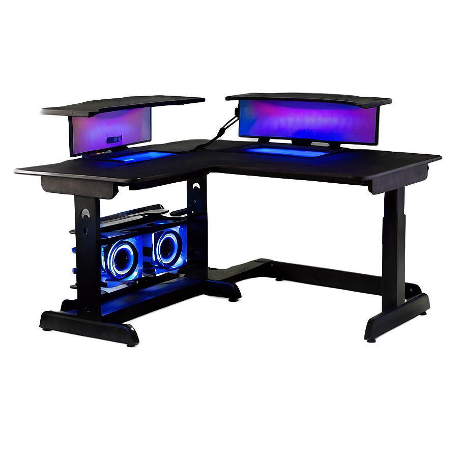 Led Gaming Desk Setup Png Fyj57 PNG Image