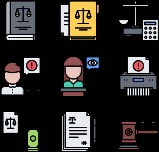 Legal Icons Set PNG Image