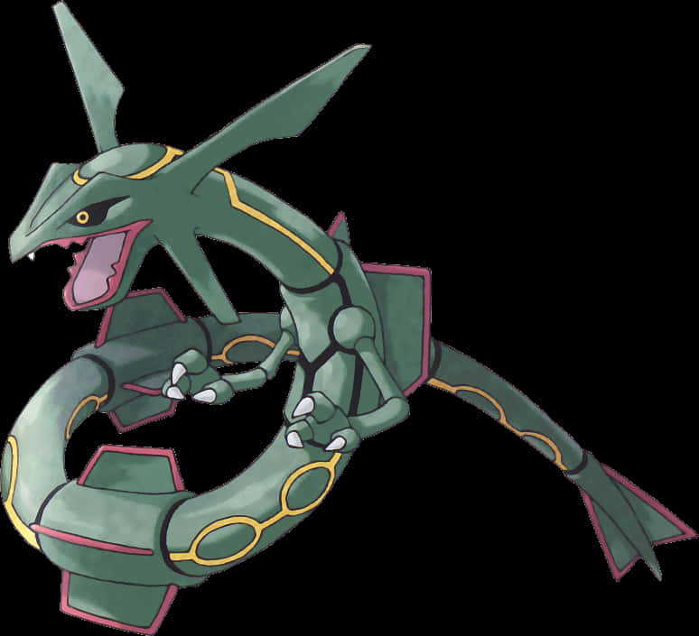 Legendary Pokemon Rayquaza Illustration PNG Image