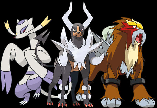 Legendary_ Pokemon_ Trio_ Entei_ Raikou_ Suicune PNG Image