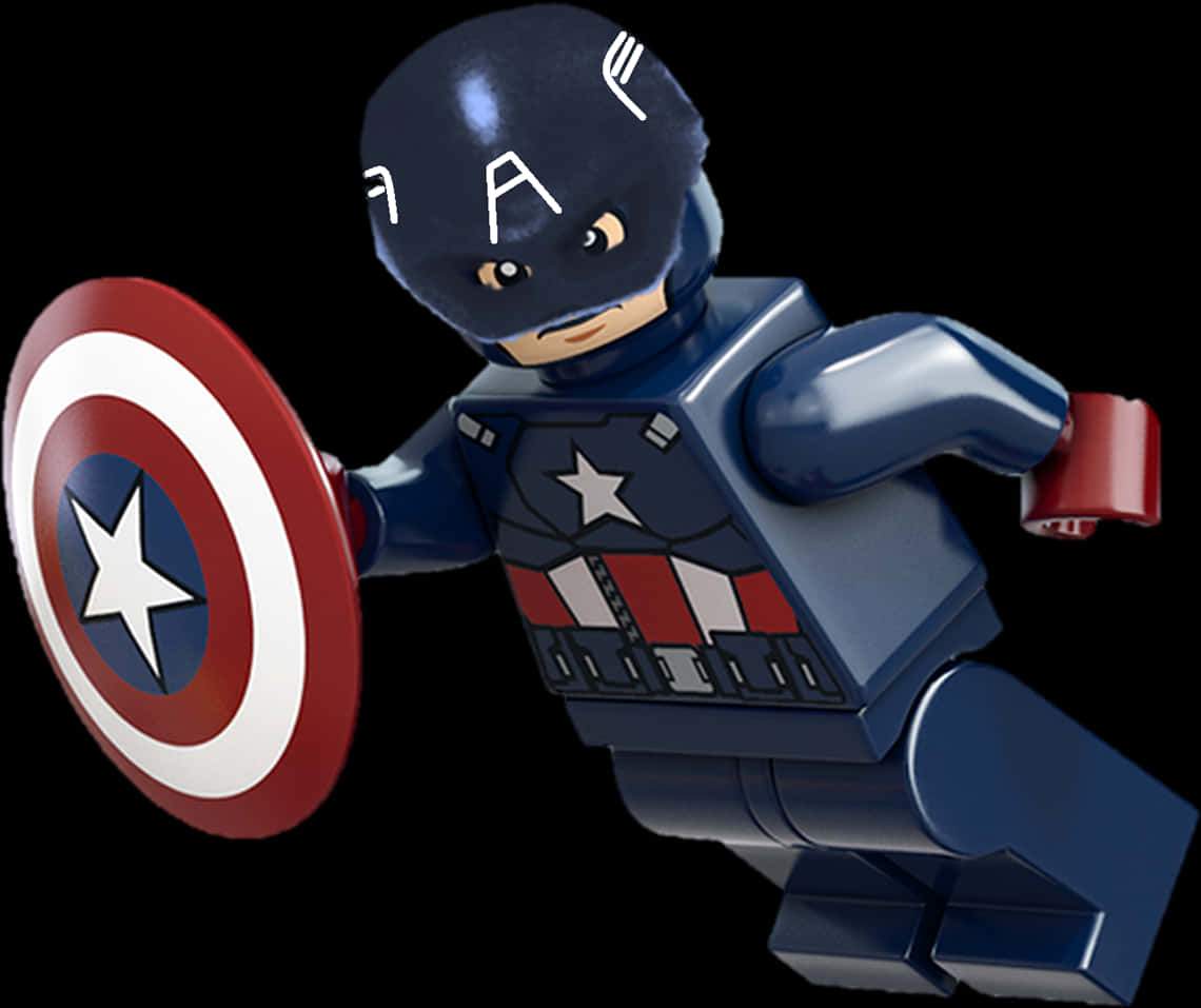 Lego Captain America Action Pose PNG Image