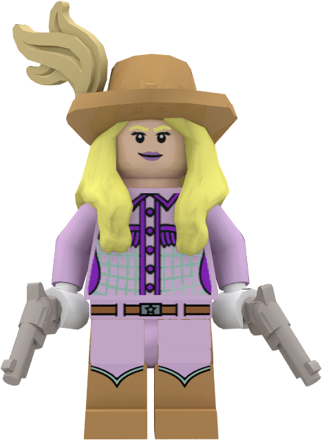 Lego Cowgirl Figure With Guns PNG Image