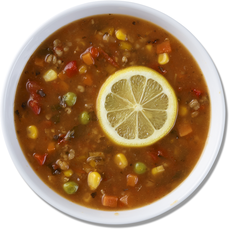 Lemon Slice Vegetable Soup PNG Image