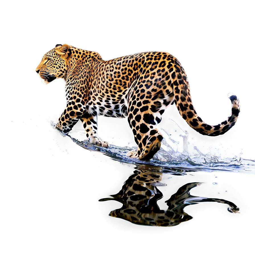 Leopard Crossing River Png Ltu70 PNG Image