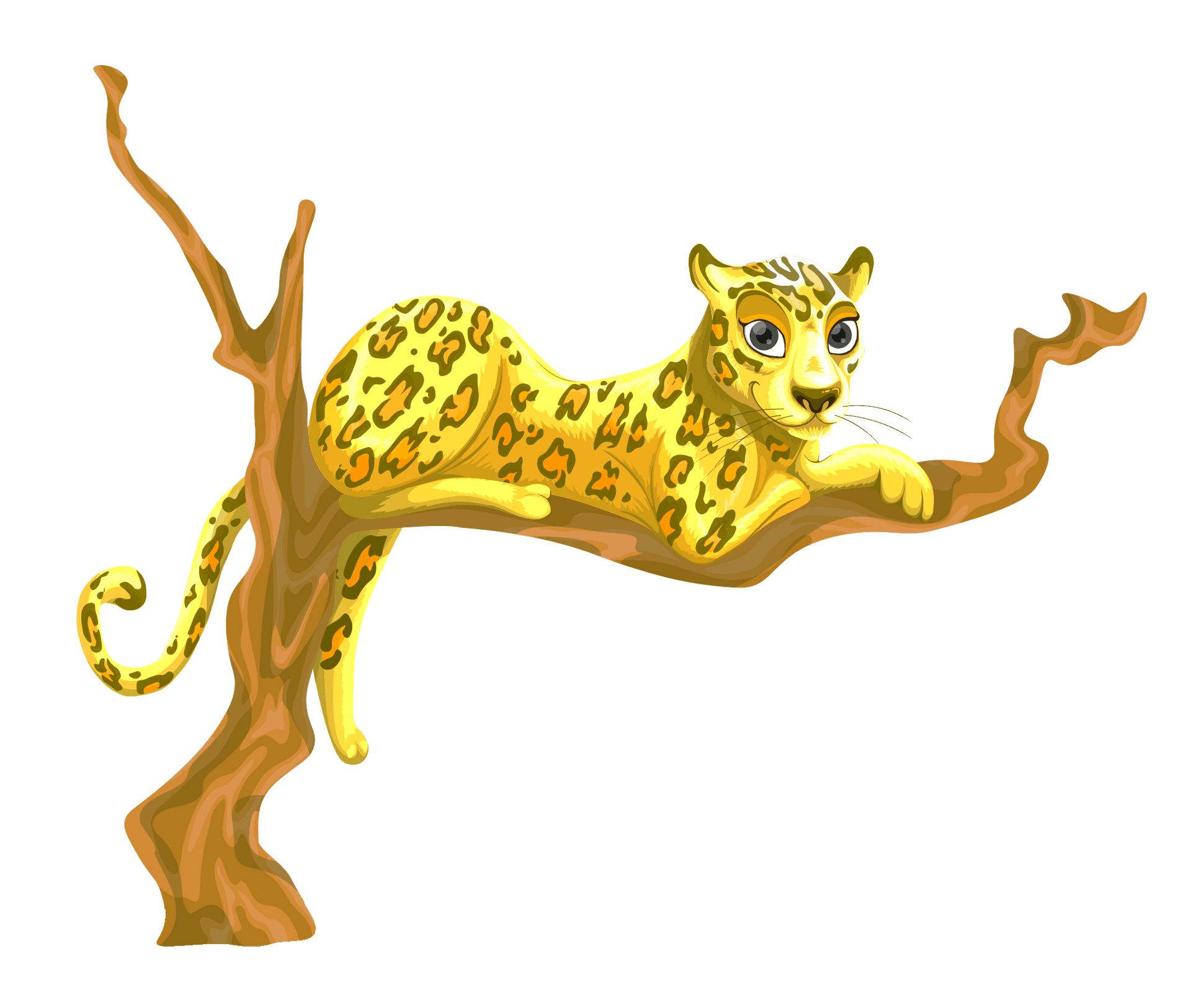 Leopard Loungingon Tree Branch PNG Image