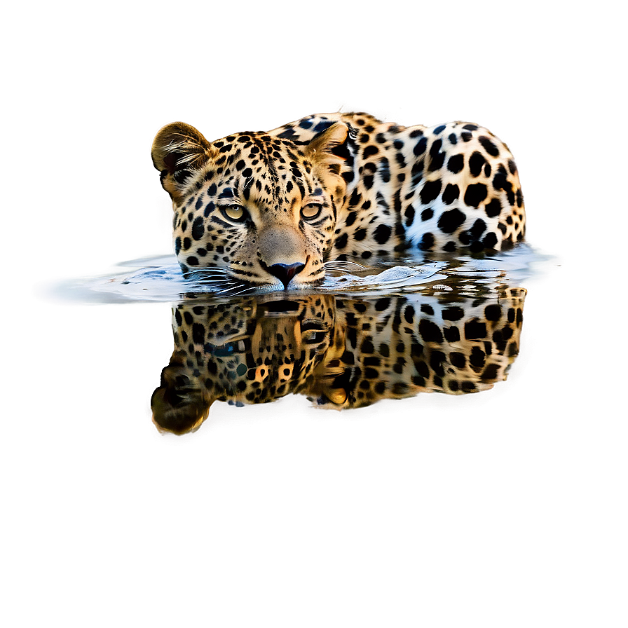 Leopard Reflection In Water Png 06112024 PNG Image