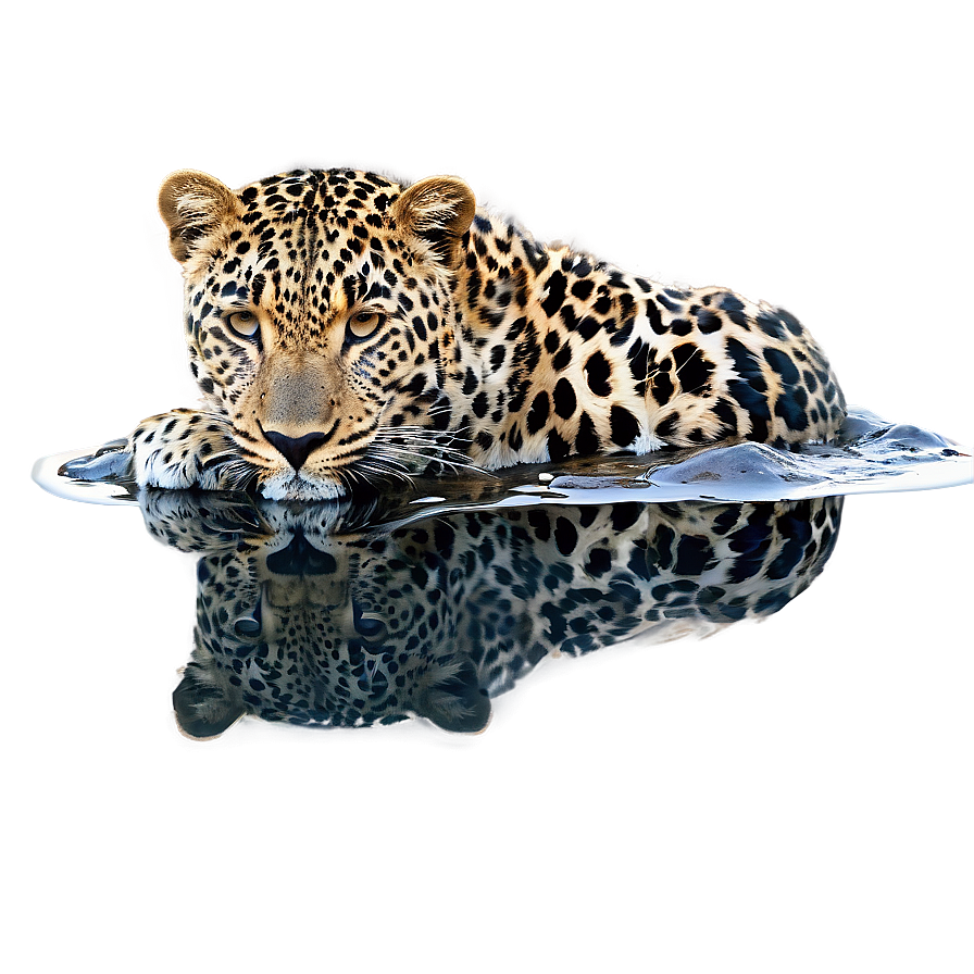 Leopard Reflection In Water Png 54 PNG Image