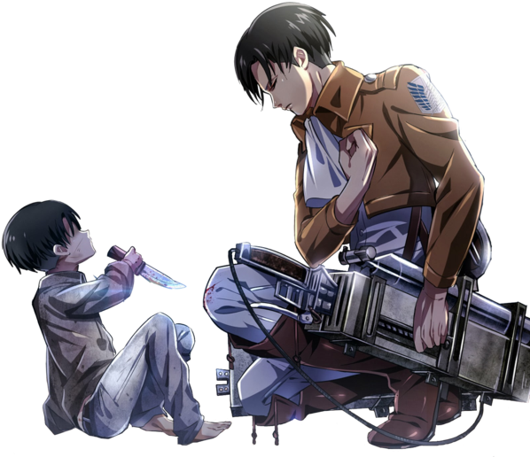 Levi Ackerman Kneelingwith Gear PNG Image