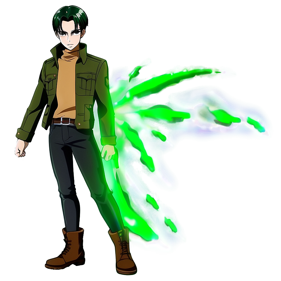 Levi Ackerman With Green Flares Png Vgh PNG Image