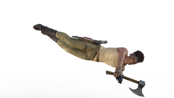 Levitating Axe Wielder PNG Image