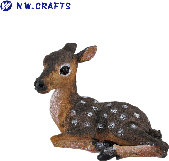 Lifelike Fawn Figurine PNG Image