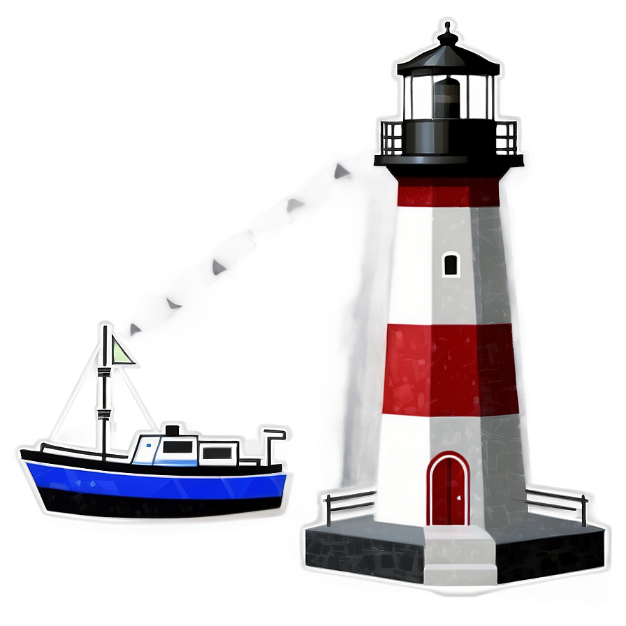 Lighthouse With Boat Png 05242024 PNG Image