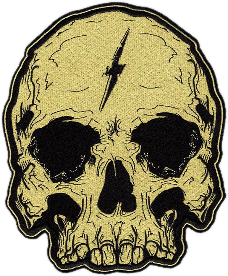 Lightning Struck Skull Patch PNG Image