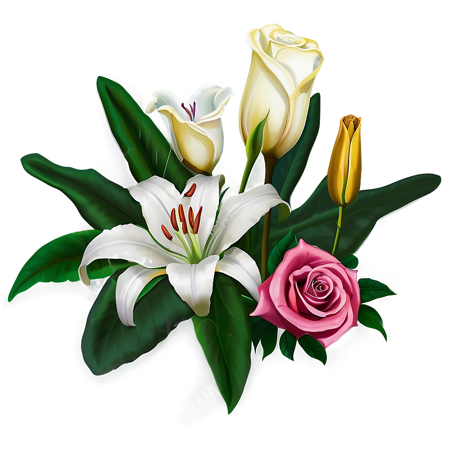 Lilies And Roses Png 76 PNG Image