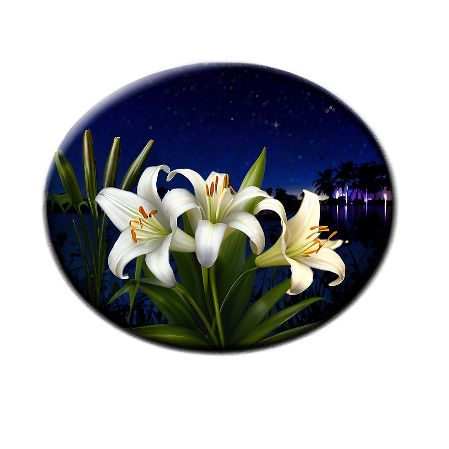 Lilies Under Moonlight Png 18 PNG Image