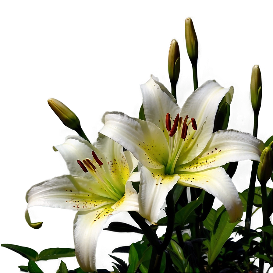 Lilies Under Moonlight Png Tkg PNG Image