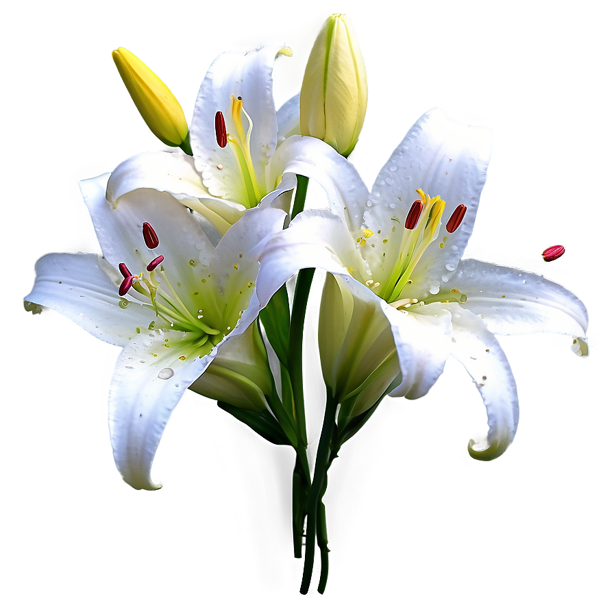 Lilies With Dewdrops Png 06282024 PNG Image