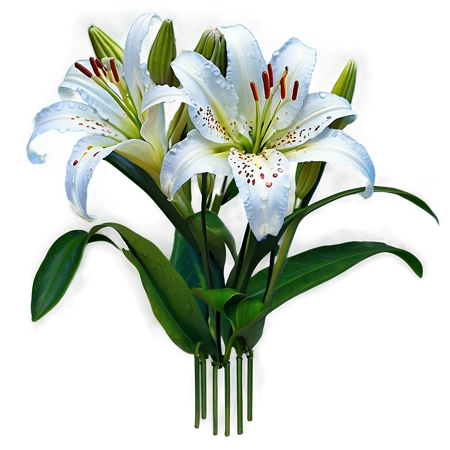 Lilies With Dewdrops Png Iwh PNG Image