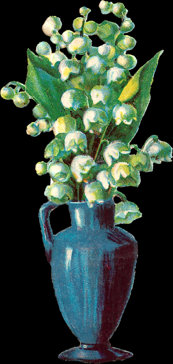 Lilyofthe Valleyin Blue Vase PNG Image