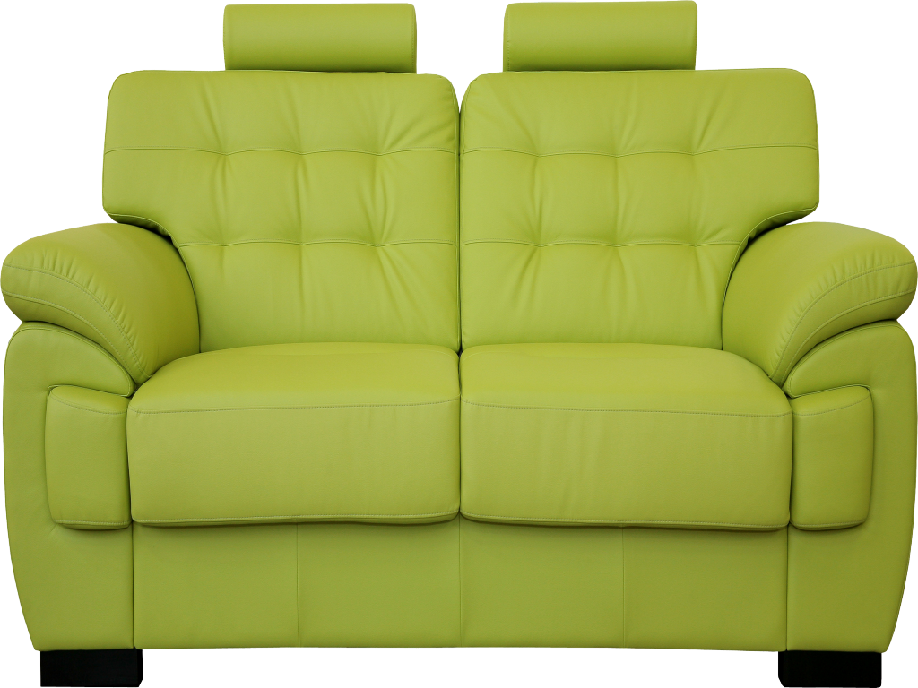 Lime Green Leather Loveseat PNG Image