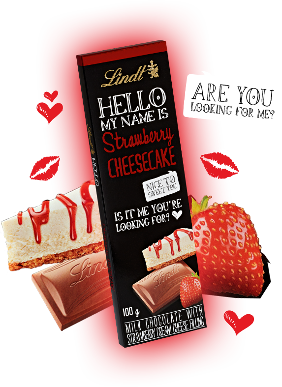 Lindt Hello My Name Is Strawberry Cheesecake Chocolate PNG Image