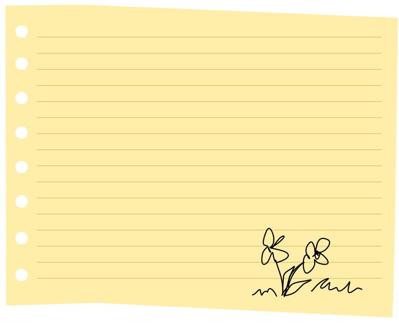 Lined Note Paperwith Floral Doodle PNG Image