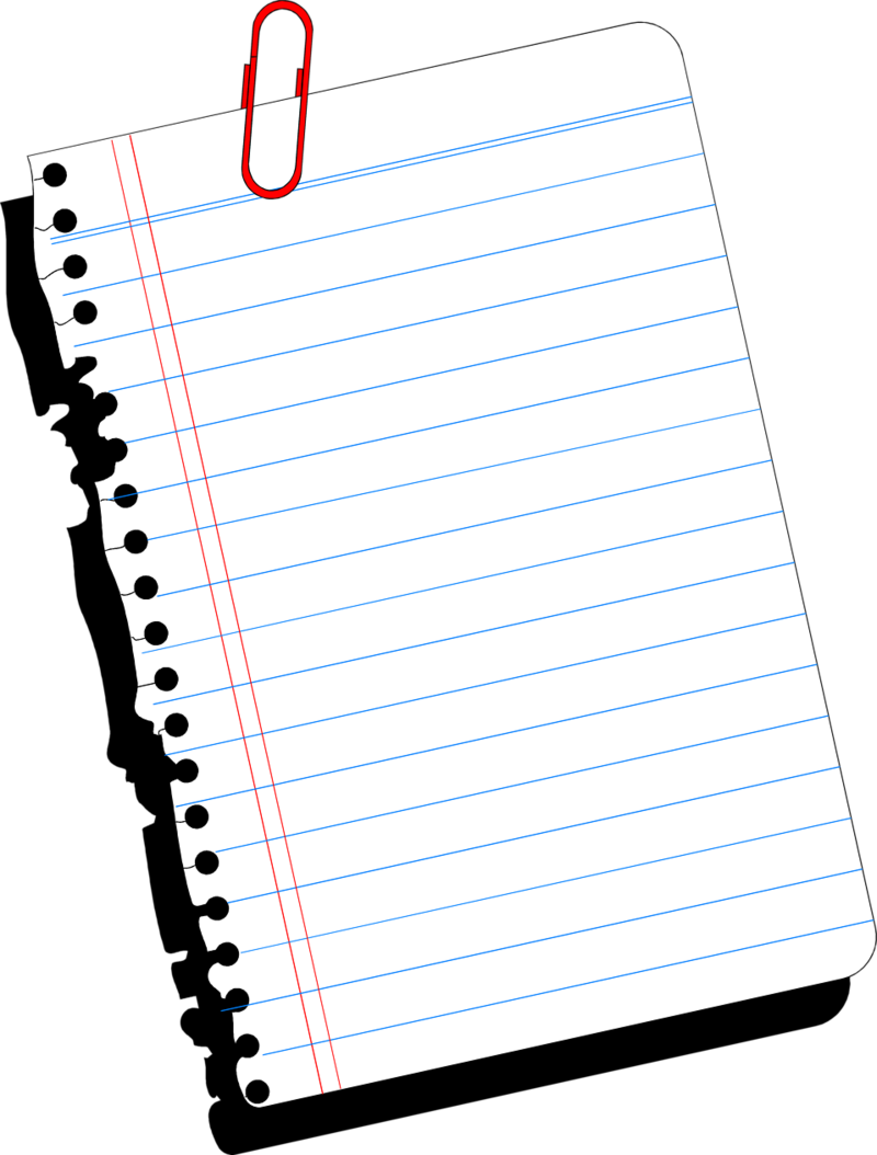 Lined Notebook Paperwith Paperclip PNG Image