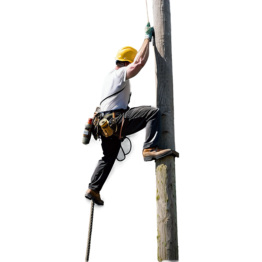 Lineman Climbing Pole Png Vmm PNG Image