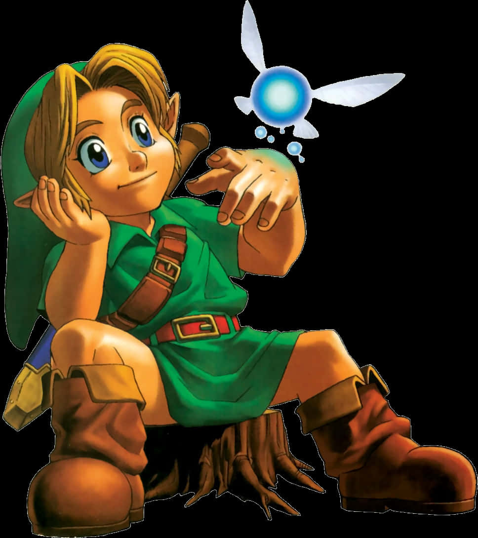 Linkand Navi Artwork Zelda Series PNG Image