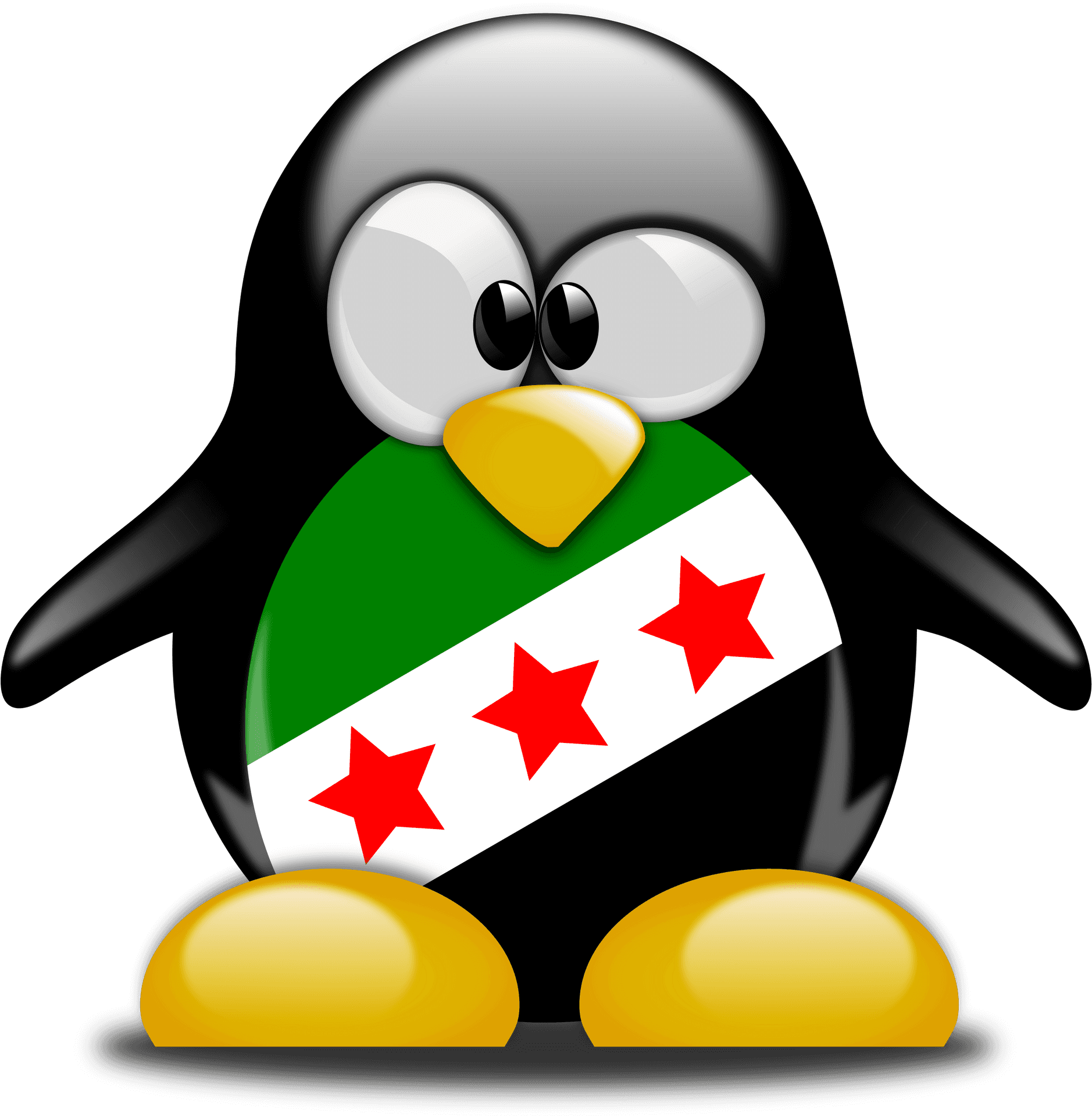 Linux Mascot Tux Syria Flag PNG Image