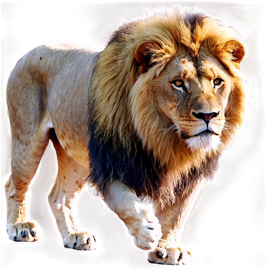 Lion In Savannah Sun Png Bwg PNG Image