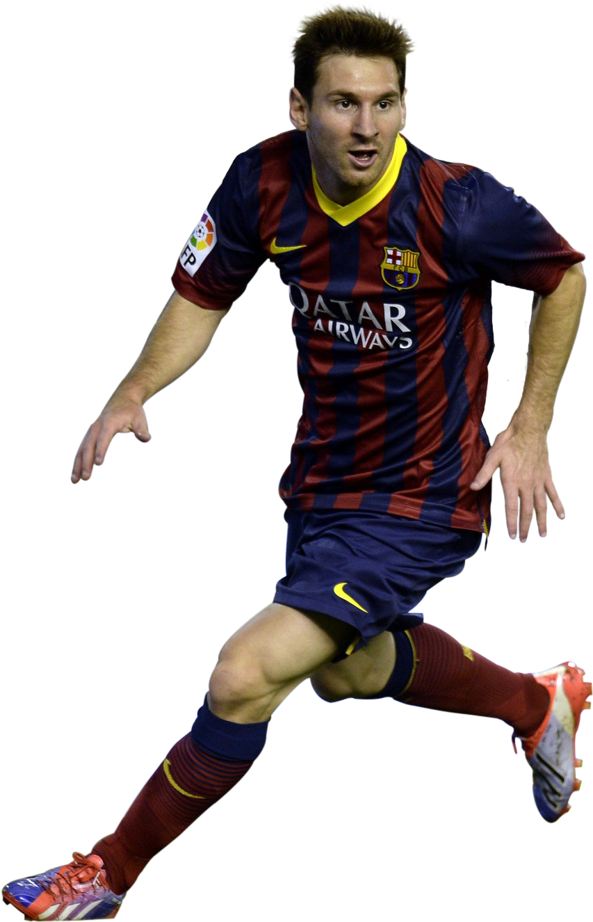 Lionel Messi F C Barcelona Action Shot PNG Image