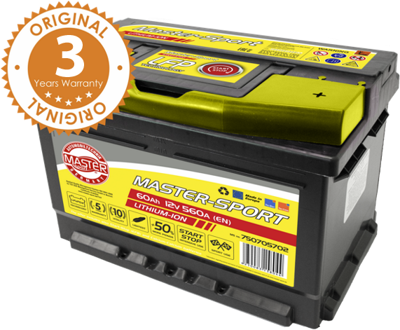 Lithium Ion Car Battery Master Sport PNG Image