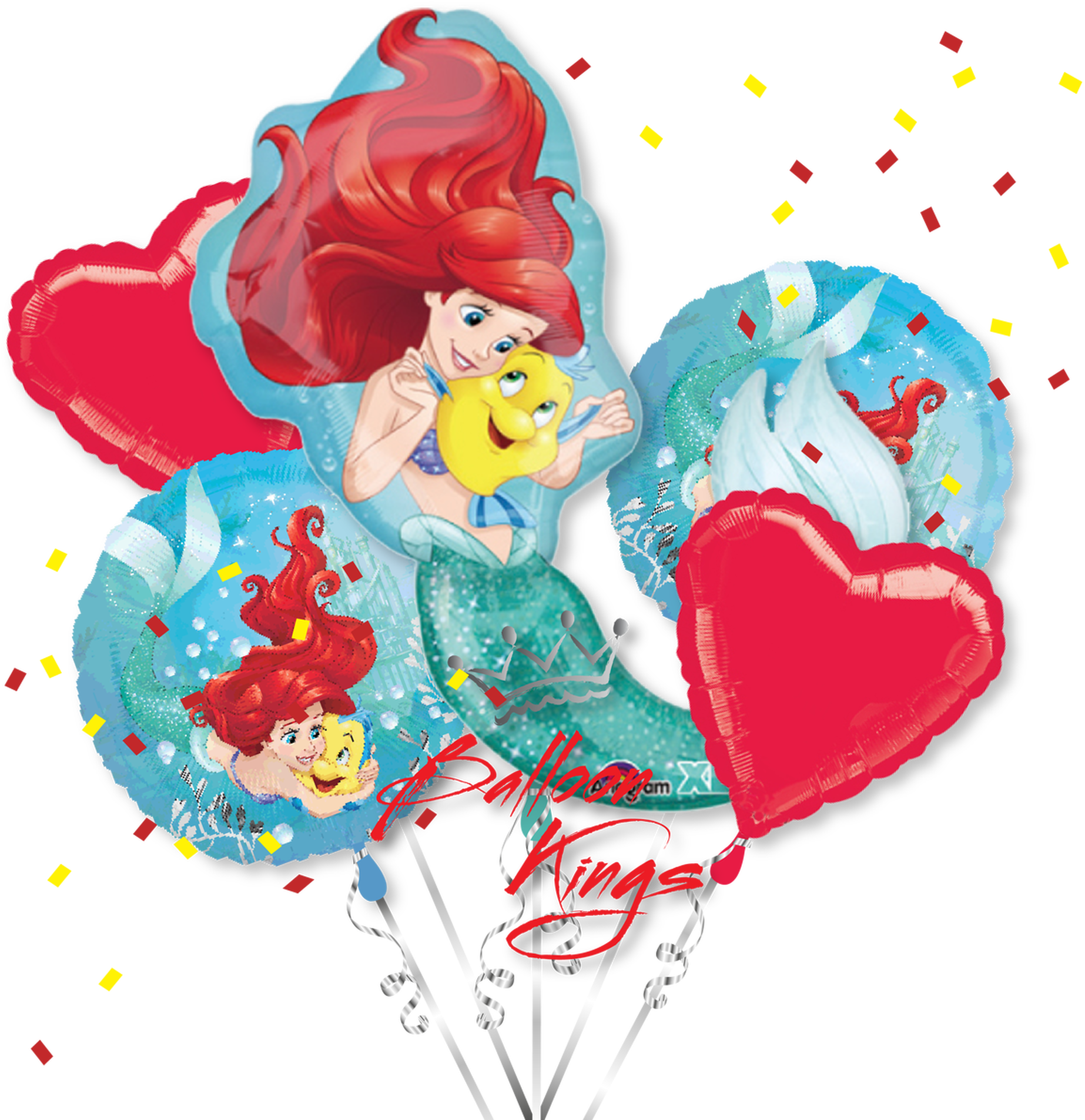 Little Mermaid Birthday Balloons PNG Image