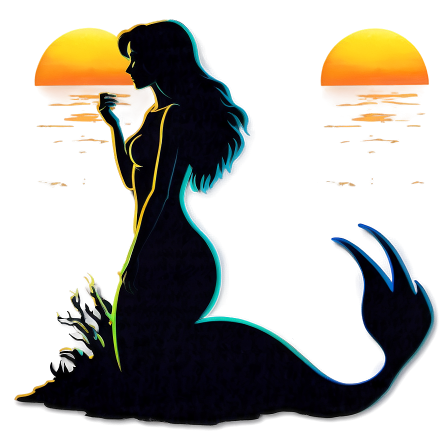 Little Mermaid Silhouette Sunset Png 34 PNG Image