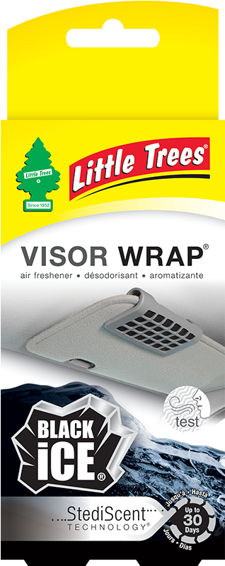 Little Trees Black Ice Visor Wrap Air Freshener Packaging PNG Image